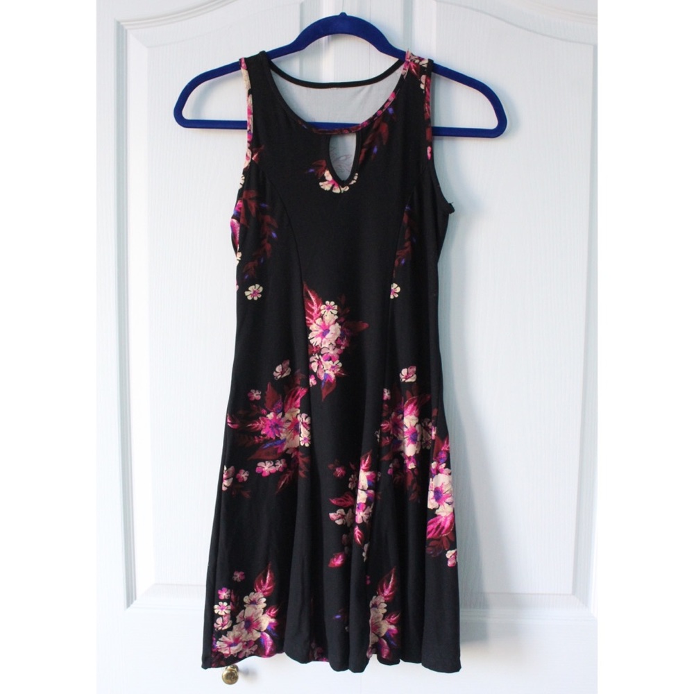 Black Dress with Pink Floral Pattern | Spring / Summer Dress | Juniors Dress